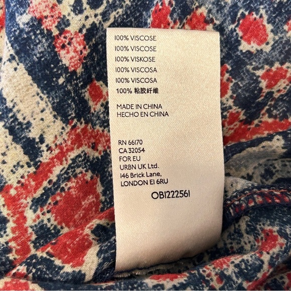 Pilcro Anthropologie Leilani Button Front Tunic Top Women’s Size Medium Blue Red - Picture 10 of 13